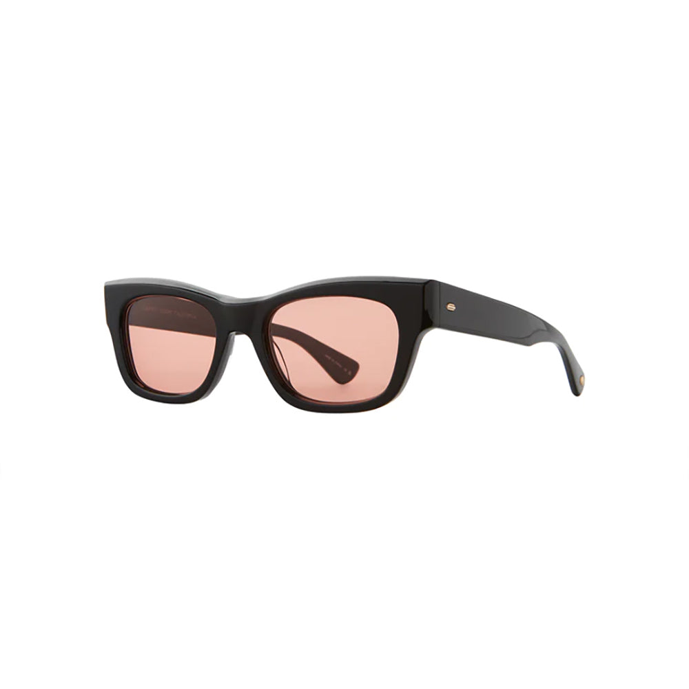 occhiali da sole rettangolari neri con lenti arancio modello woz di garrett leight