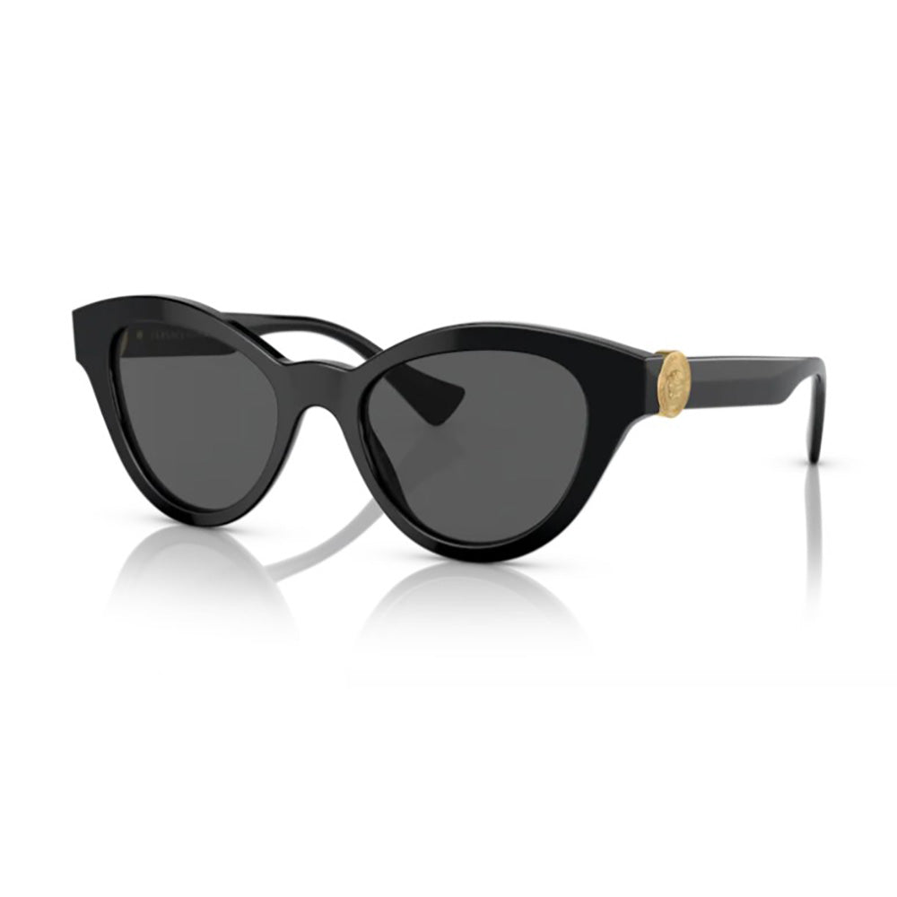 occhiali da sole a gatto femminili eleganti neri con logo versace piccolo dorato
