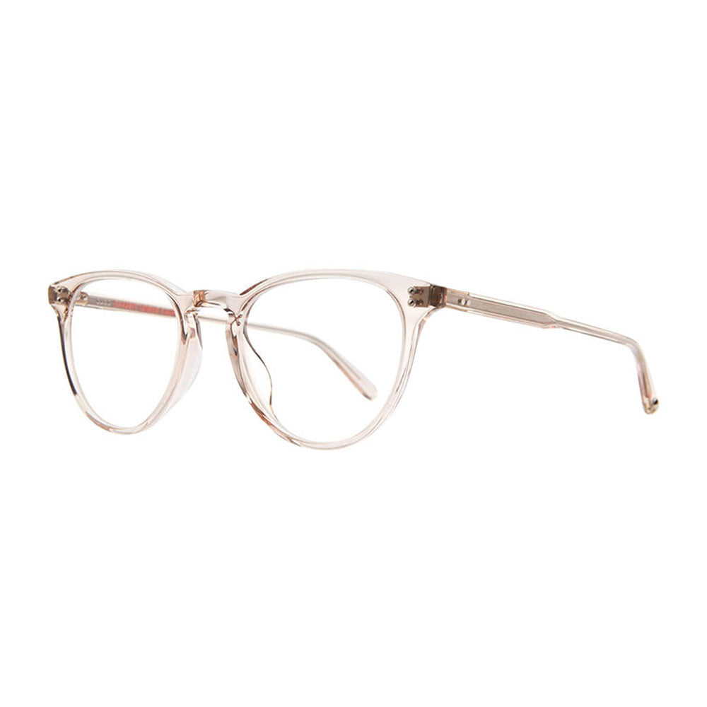 occhiali da vista beige trasparenti da donna del macrhio californiano garett leight